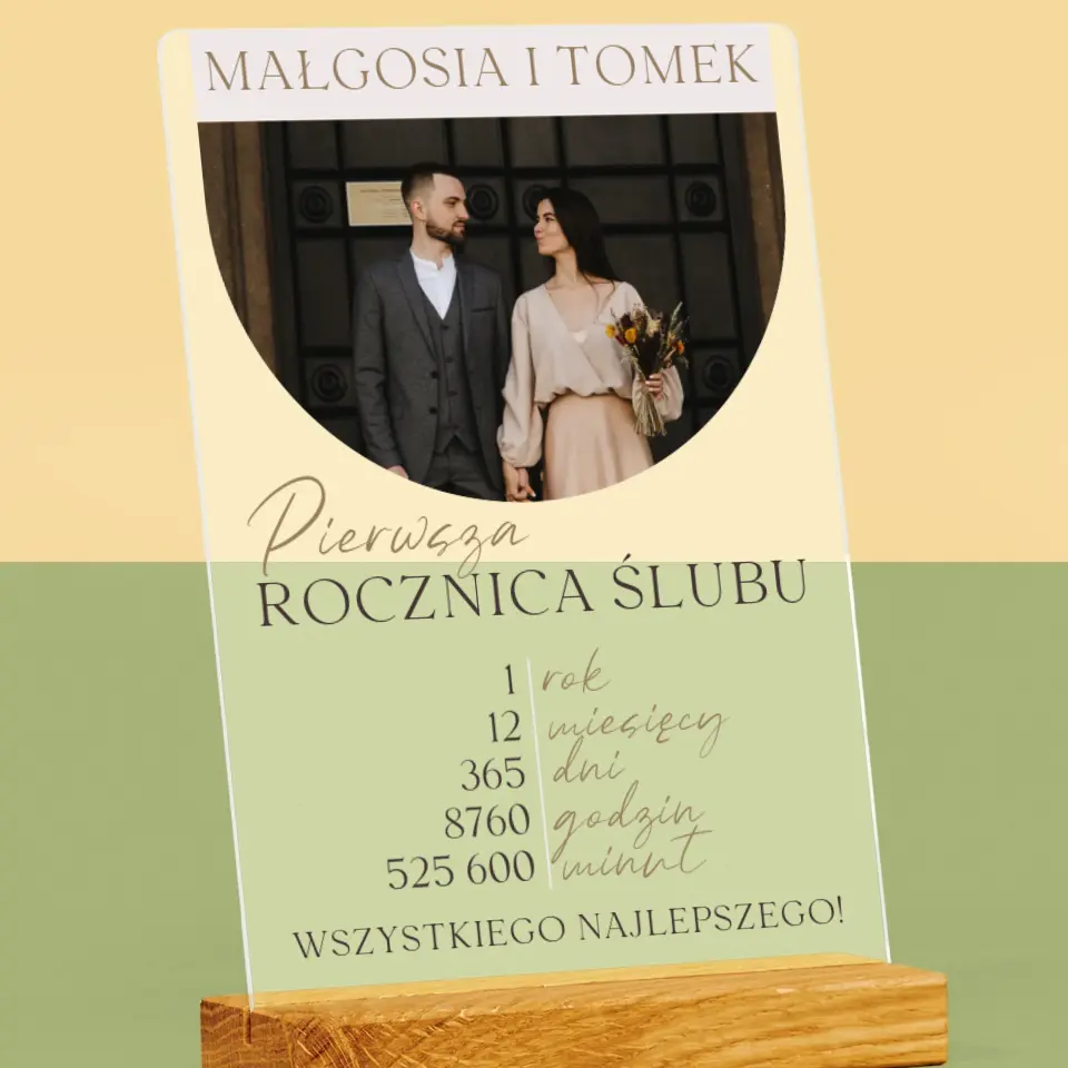 Zdjęcie I Podpis: Pierwsza Rocznica Ślubu - Wydruk Na Szkle Akrylowym - Image 2
