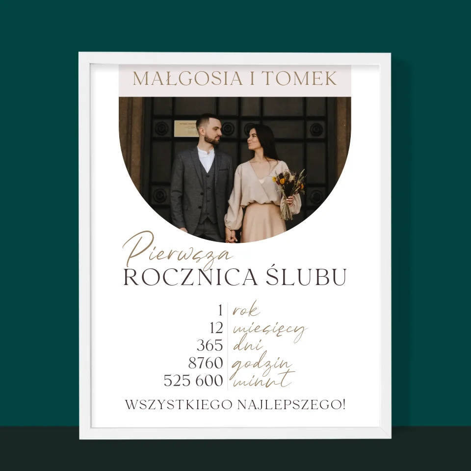 Zdjęcie I Podpis: Pierwsza Rocznica Ślubu - Wydruk Obramowany - Image 10