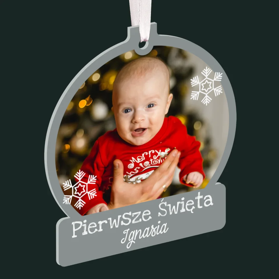 Zdjęcie i Podpis: Pierwsze Święta - Bombka Świąteczna Kula - Image 3