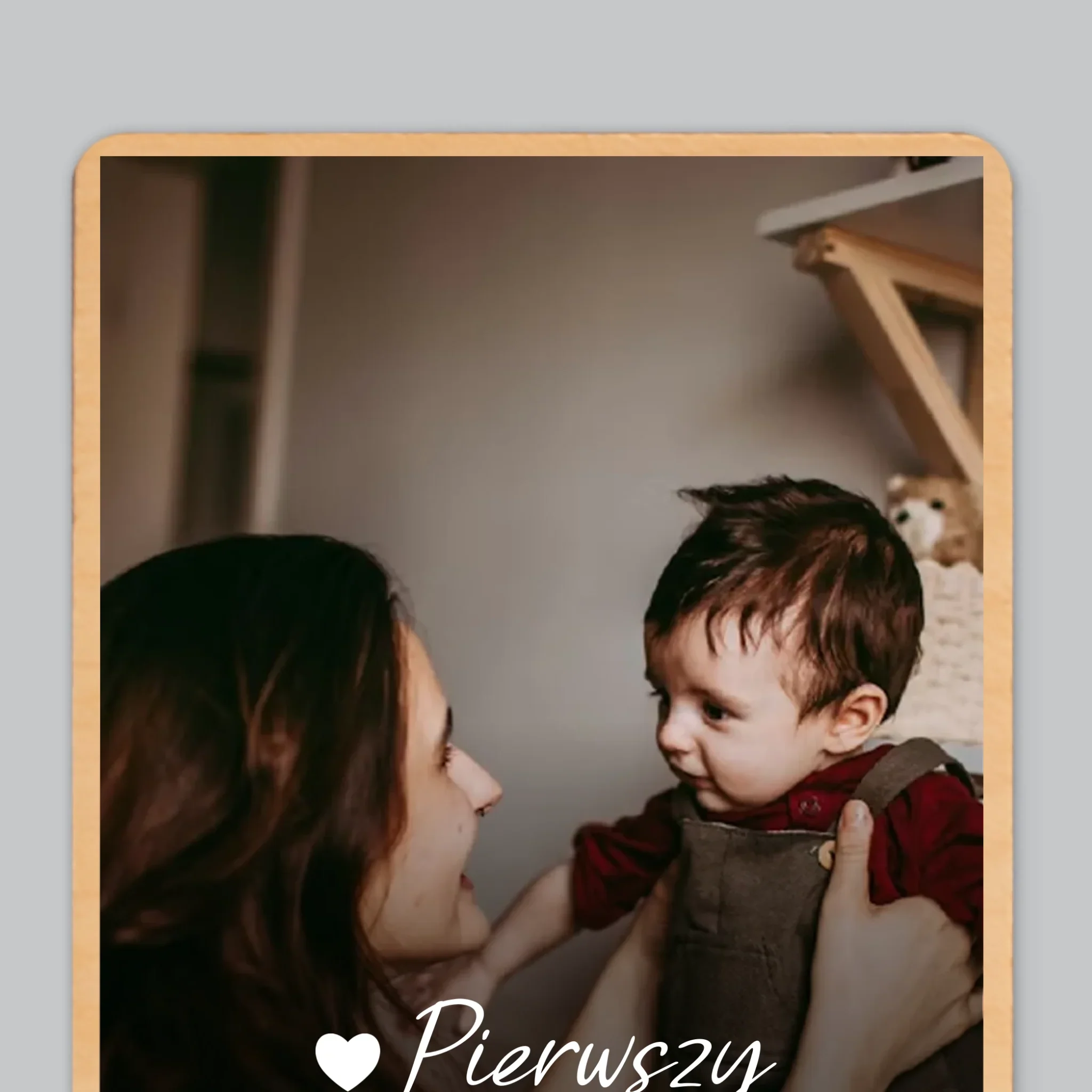Zdjęcie i Podpis: Pierwszy Dzień Matki Serce - Magnes Drewniany - Image 4