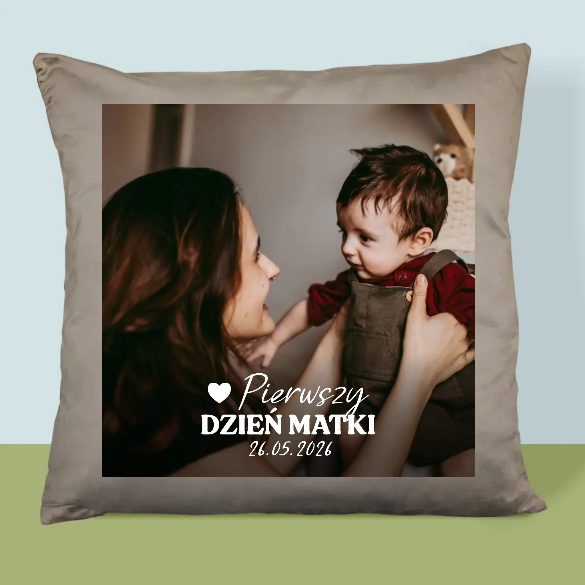 Zdjęcie i Podpis: Pierwszy Dzień Matki Serce - Poduszka z Nadrukiem - Image 3