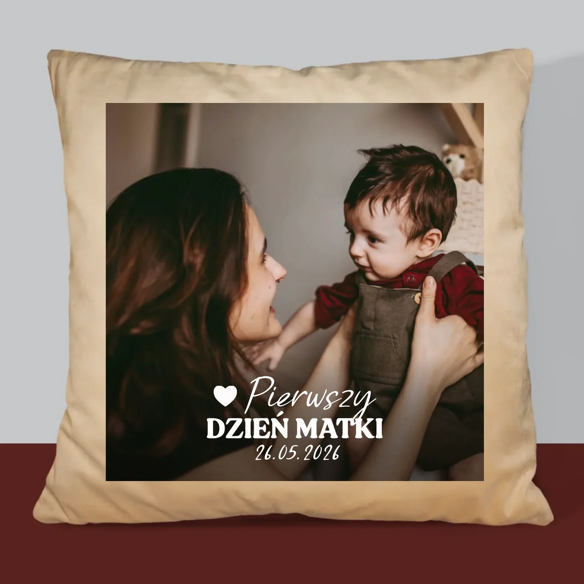 Zdjęcie i Podpis: Pierwszy Dzień Matki Serce - Poduszka z Nadrukiem - Image 6