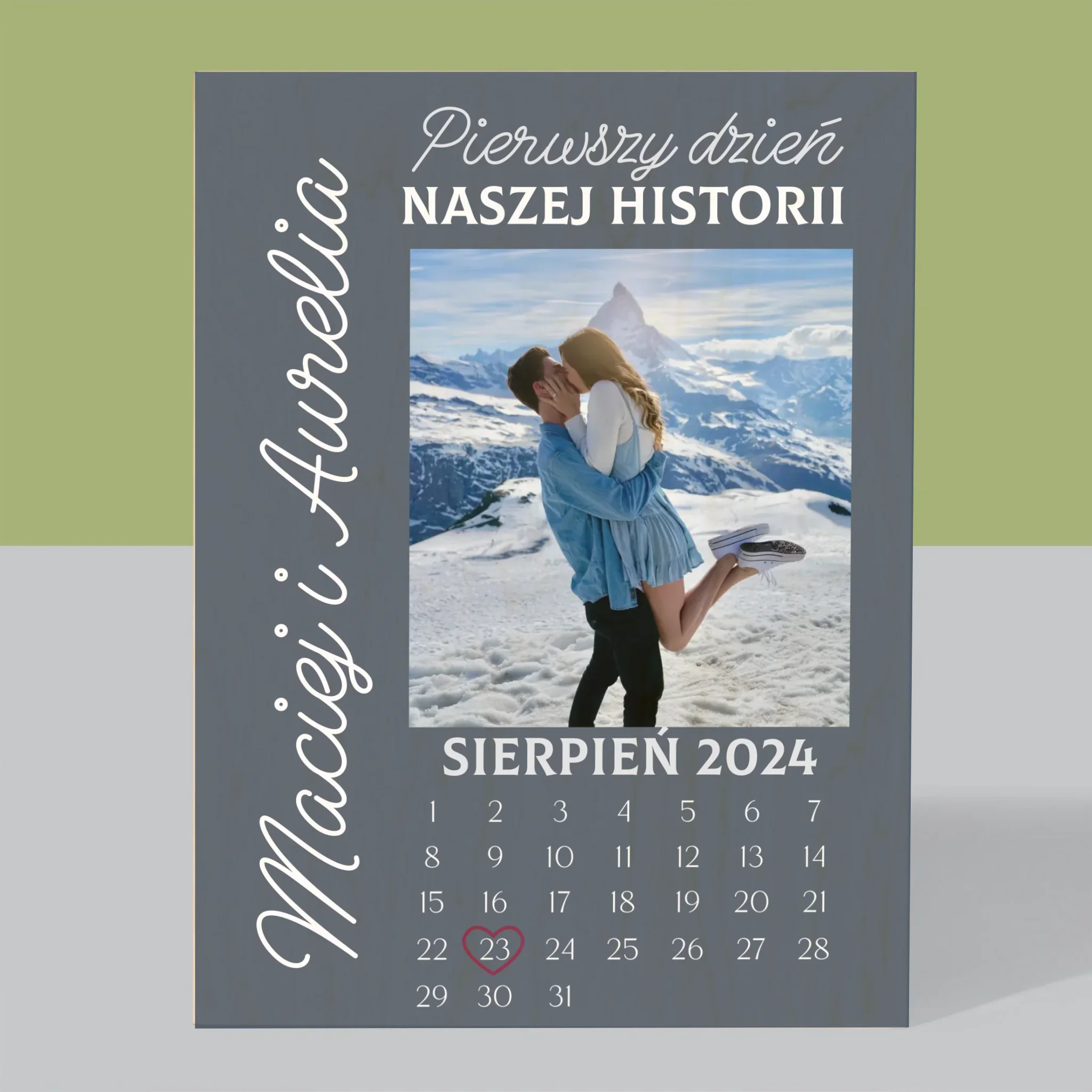 Zdjęcie i Podpis: Pierwszy Dzień Naszej Historii - Wydruk Na Drewnie - Image 3