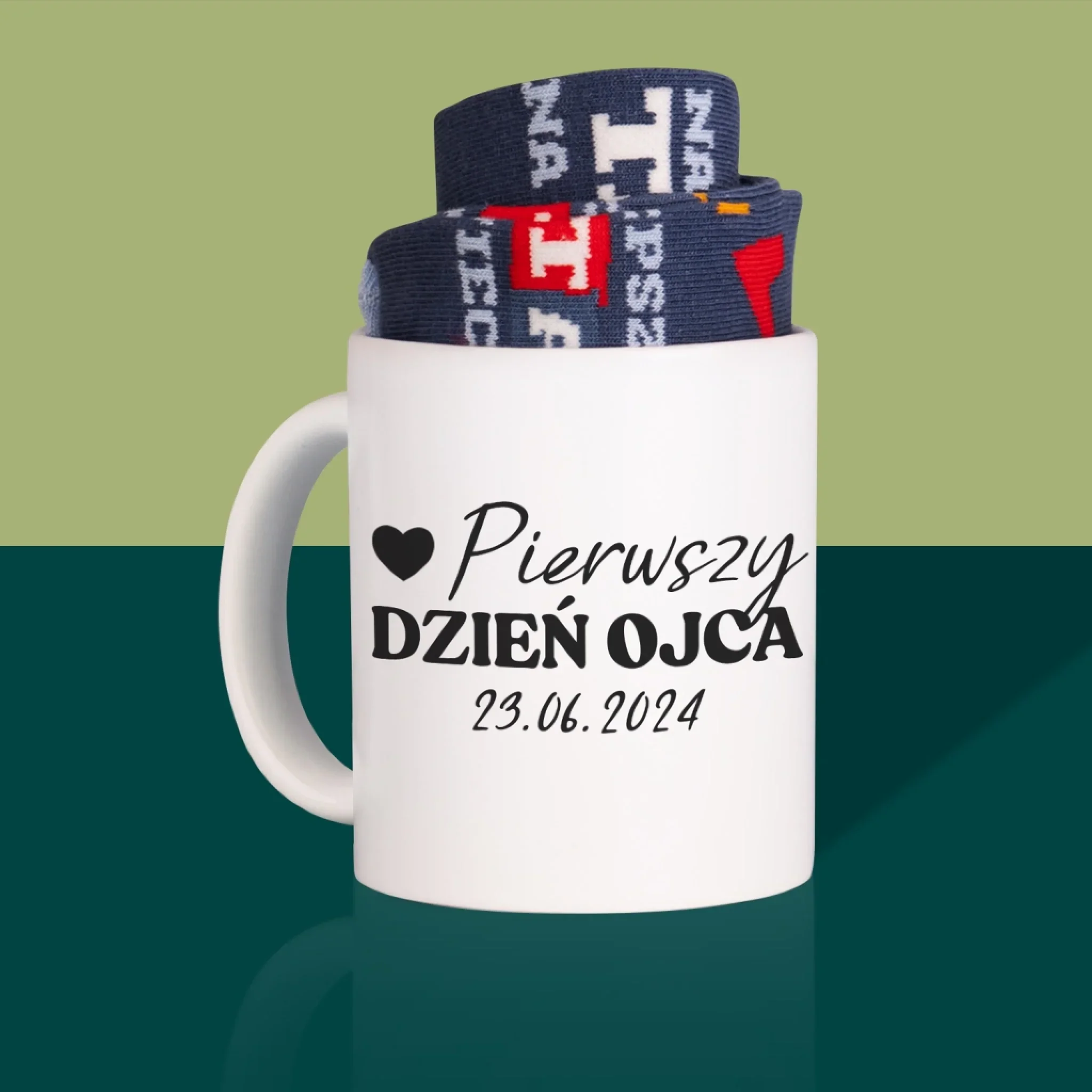 Zdjęcie i Podpis: Pierwszy Dzień Ojca - Skarpetki w Kubku Dla Taty