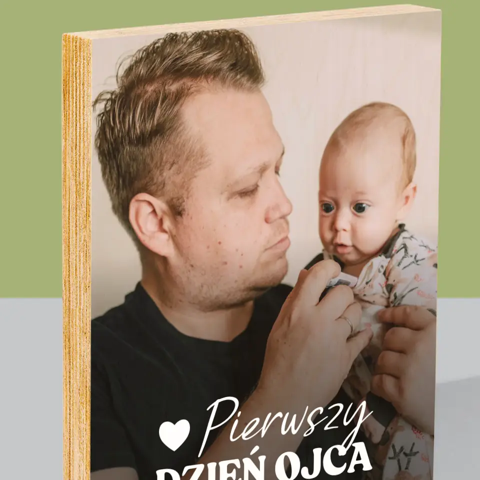 Zdjęcie i Podpis: Pierwszy Dzień Ojca - Wydruk Na Drewnie - Image 2