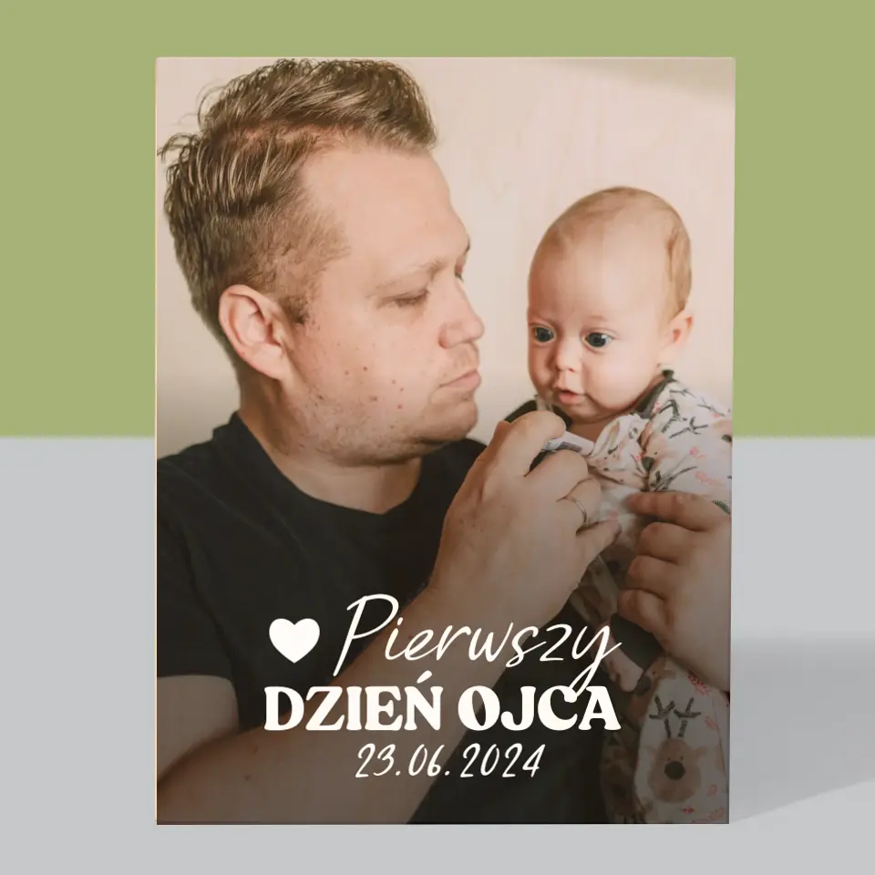 Zdjęcie i Podpis: Pierwszy Dzień Ojca - Wydruk Na Drewnie - Image 3