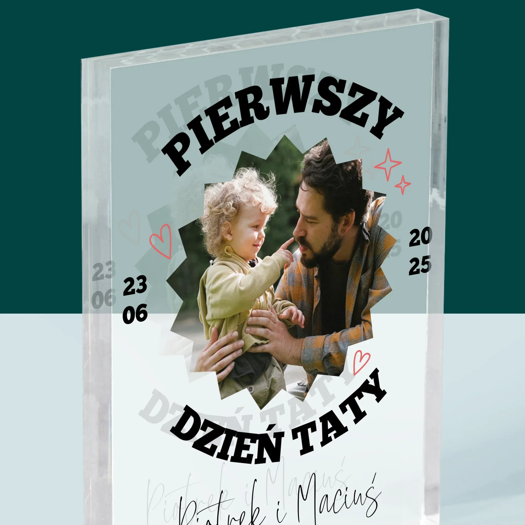 Zdjęcie I Podpis: Pierwszy Dzień Taty Razem - Blok Akrylowy z Nadrukiem - Image 2