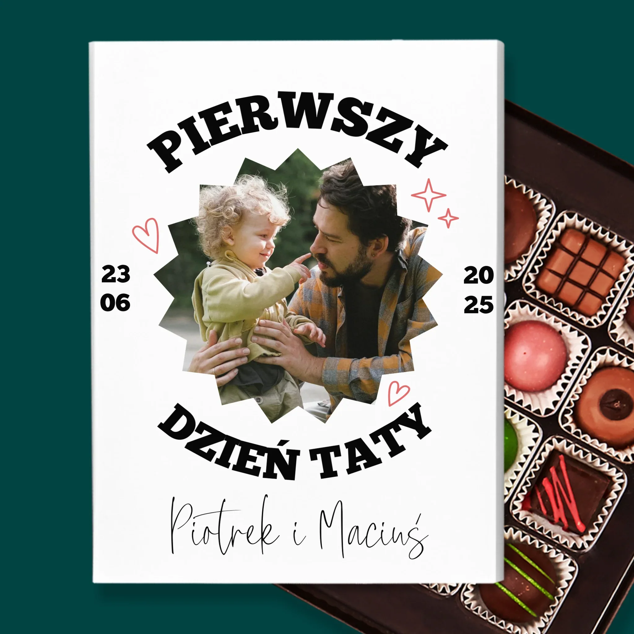 Zdjęcie I Podpis: Pierwszy Dzień Taty Razem - Personalizowane Praliny - Image 2