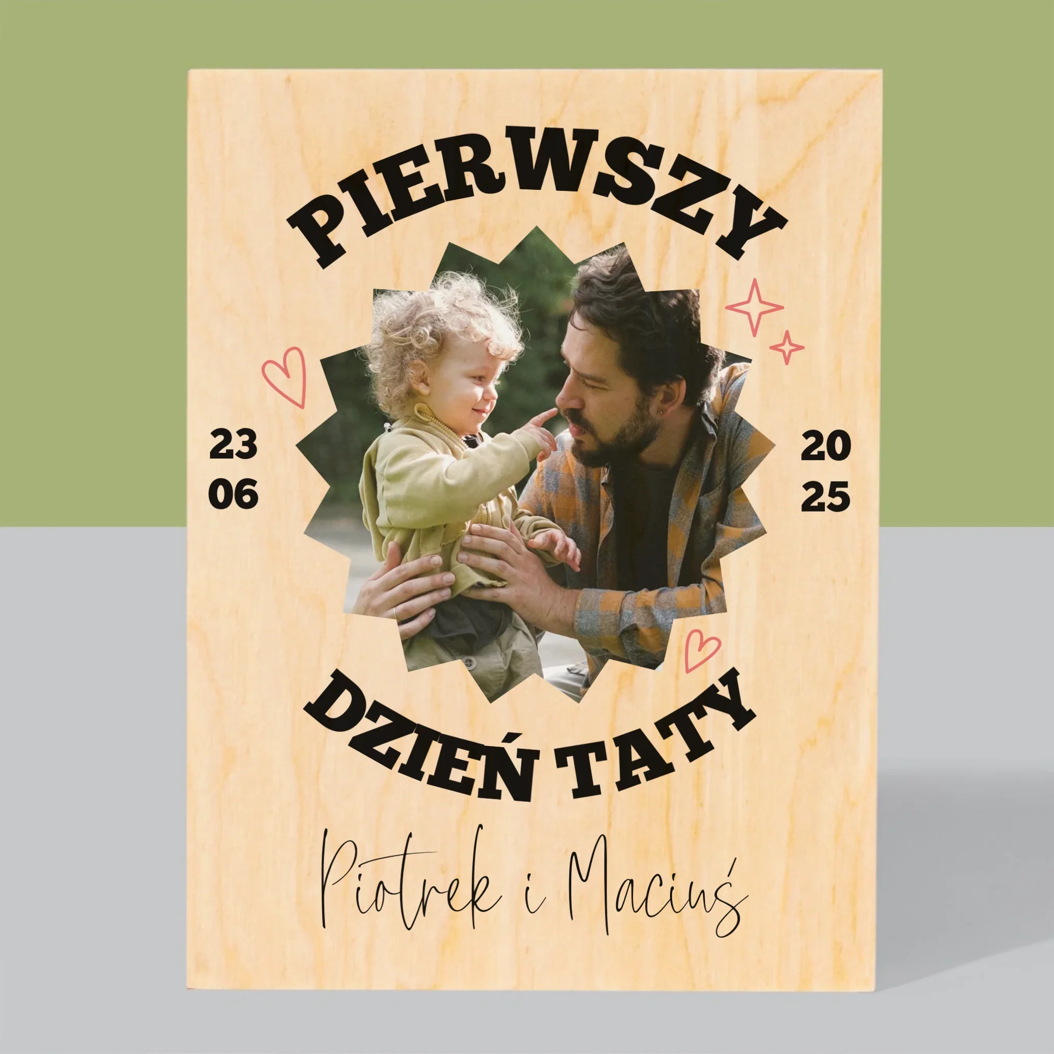 Zdjęcie I Podpis: Pierwszy Dzień Taty Razem - Wydruk Na Drewnie - Image 3