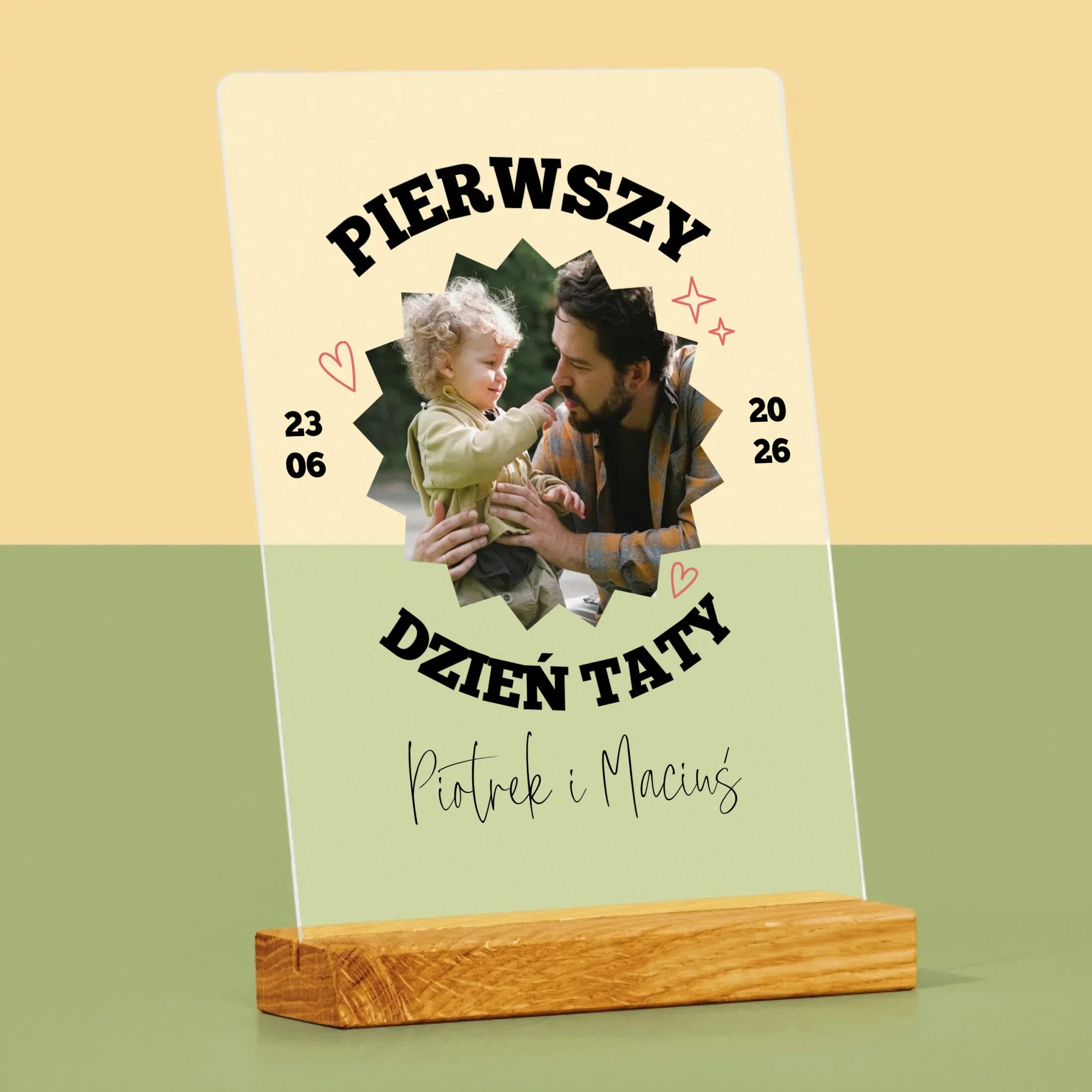 Zdjęcie I Podpis: Pierwszy Dzień Taty Razem - Wydruk Na Szkle Akrylowym