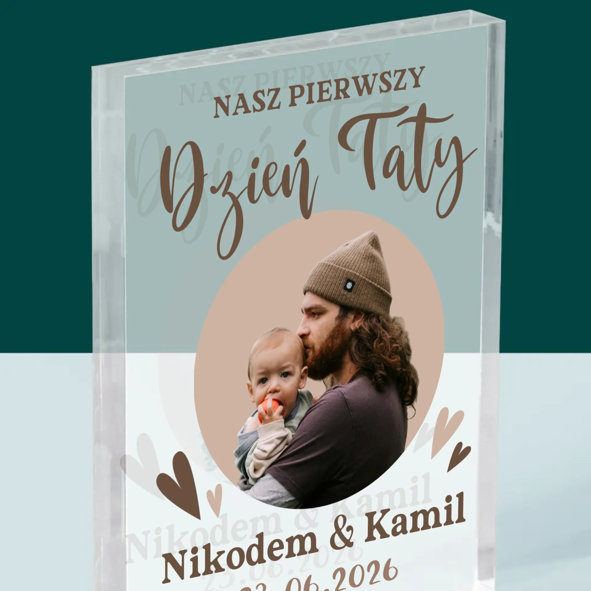Zdjęcie i Podpis: Pierwszy Dzień Taty Zdjęcie w Kole - Blok Akrylowy z Nadrukiem - Image 2