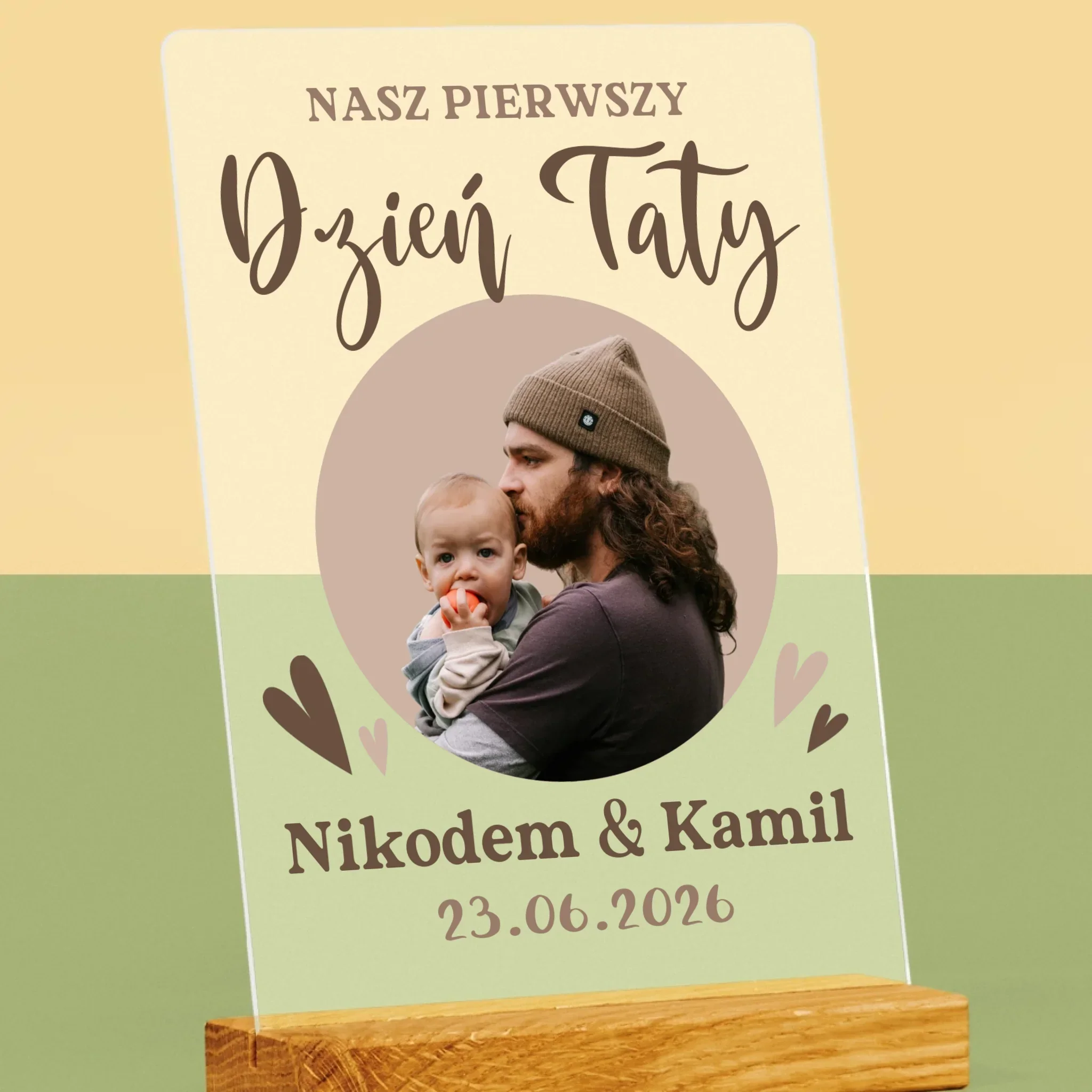 Zdjęcie i Podpis: Pierwszy Dzień Taty Zdjęcie w Kole - Wydruk Na Szkle Akrylowym - Image 2