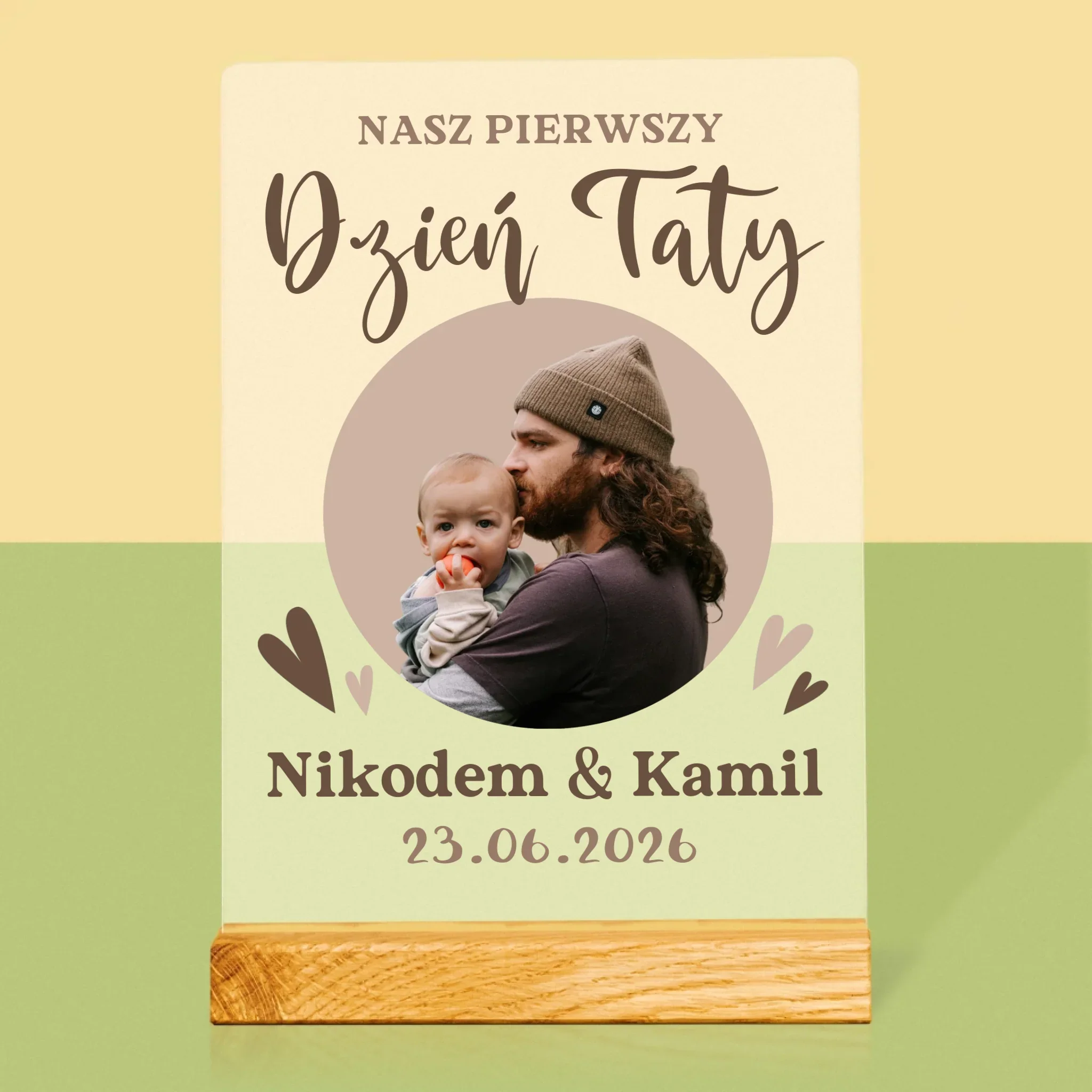 Zdjęcie i Podpis: Pierwszy Dzień Taty Zdjęcie w Kole - Wydruk Na Szkle Akrylowym - Image 3