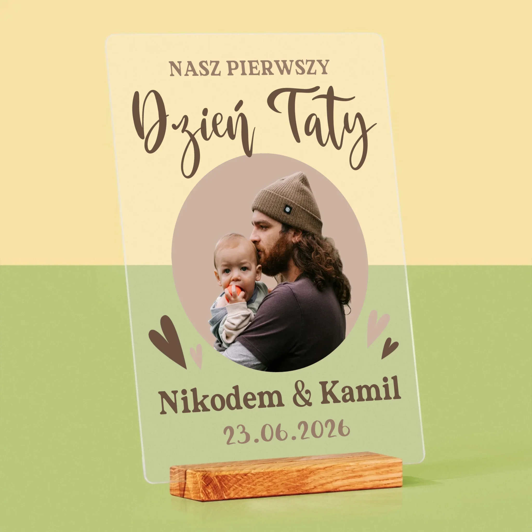 Zdjęcie i Podpis: Pierwszy Dzień Taty Zdjęcie w Kole - Wydruk Na Szkle Akrylowym - Image 4