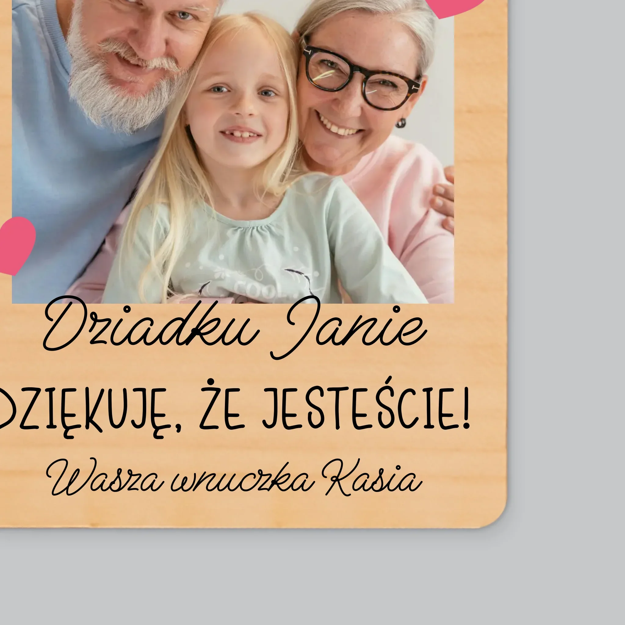 Zdjęcie i Podpis: Podziękowania Dla Dziadków - Magnes Drewniany - Image 2