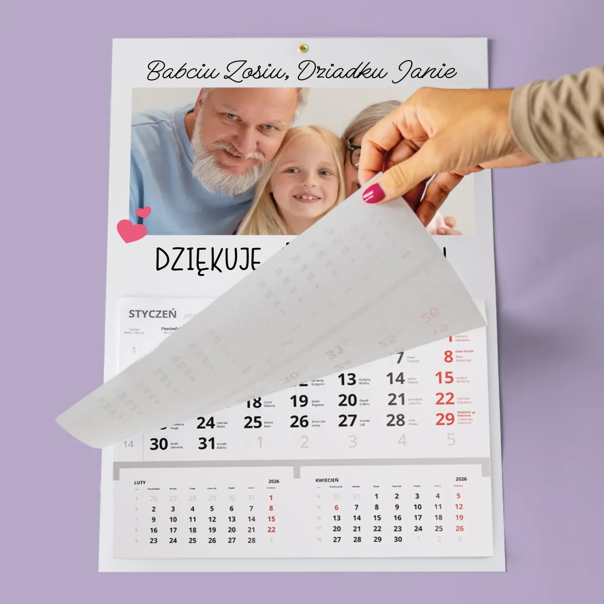 Zdjęcie i Podpis: Podziękowania Dla Dziadków - Personalizowany Kalendarz Jednodzielny - Image 3