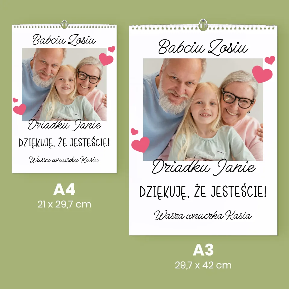 Zdjęcie i Podpis: Podziękowania Dla Dziadków - Personalizowany Kalendarz Ścienny - Image 5
