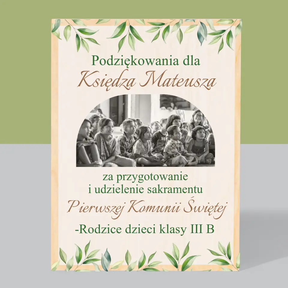 Zdjęcie i Podpis: Podziękowania Dla Księdza Komunia - Wydruk Na Drewnie - Image 3