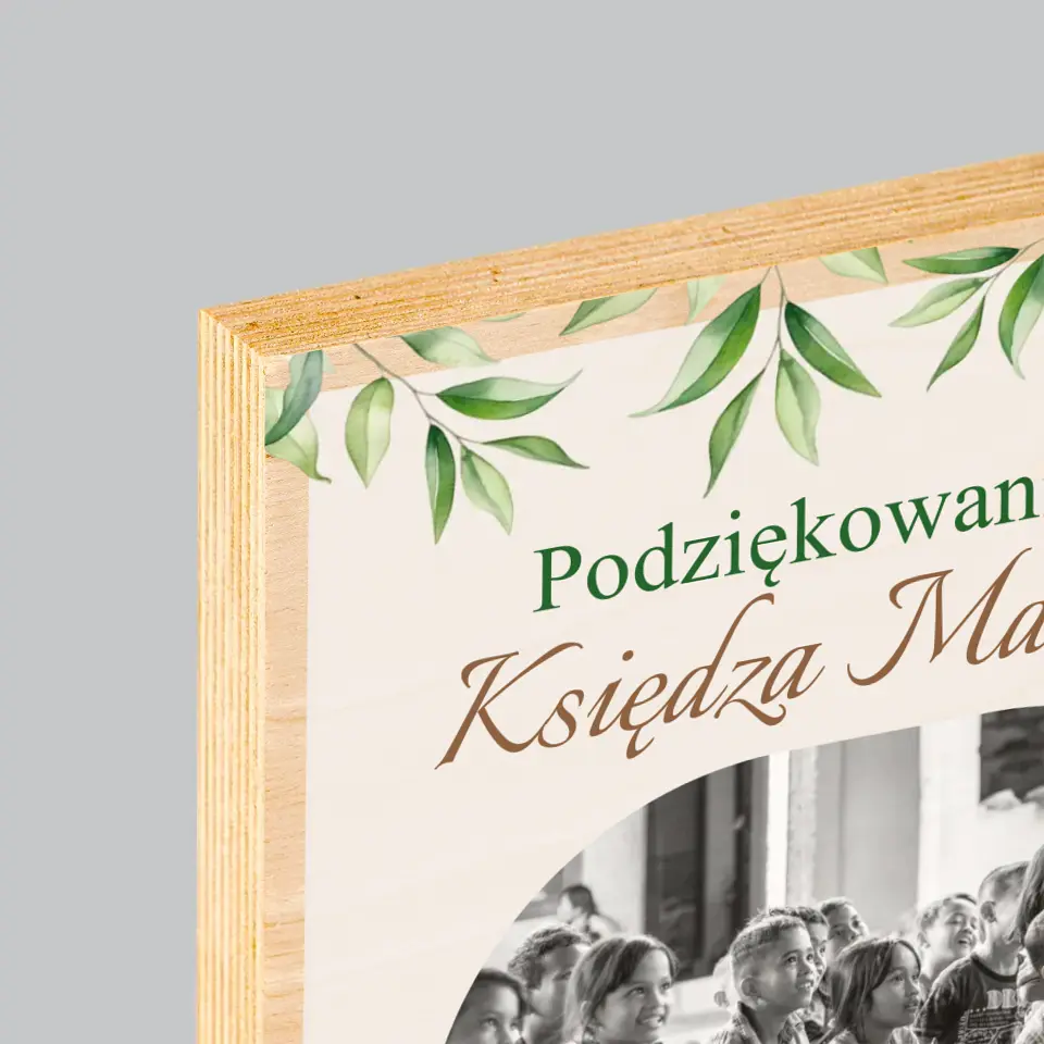 Zdjęcie i Podpis: Podziękowania Dla Księdza Komunia - Wydruk Na Drewnie - Image 4