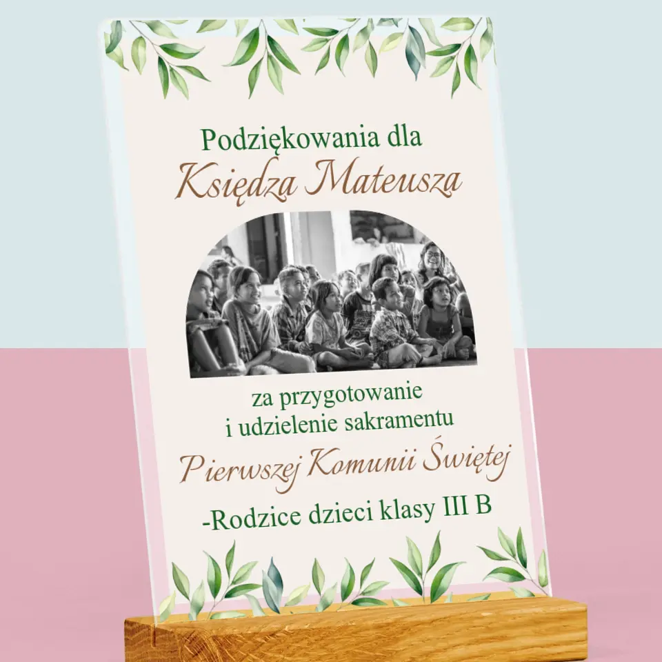 Zdjęcie i Podpis: Podziękowania Dla Księdza Komunia - Wydruk Na Szkle Akrylowym - Image 2