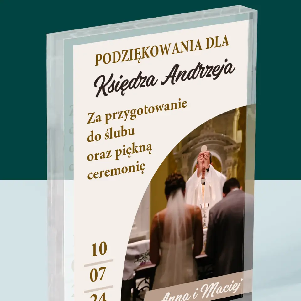 Zdjęcie i Podpis: Podziękowania Dla Księdza Ślub - Blok Akrylowy z Nadrukiem - Image 2