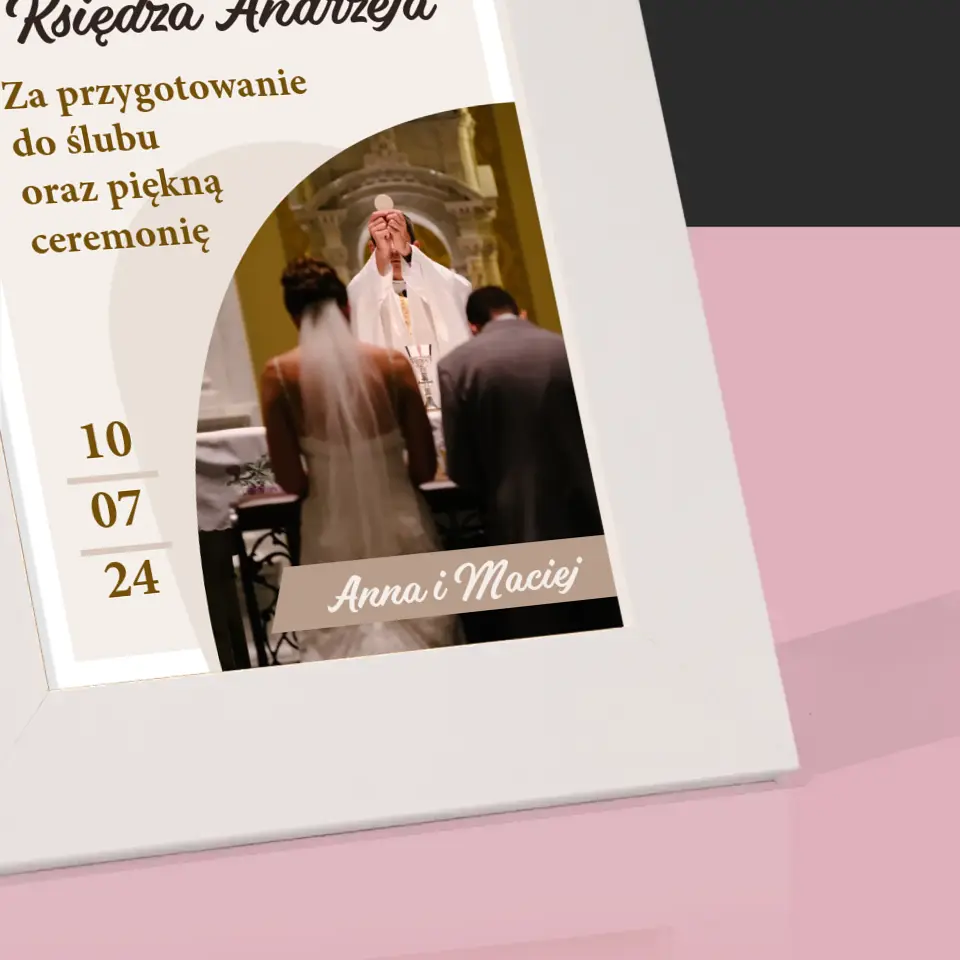 Zdjęcie i Podpis: Podziękowania Dla Księdza Ślub - Ramka Na Zdjęcie - Image 4