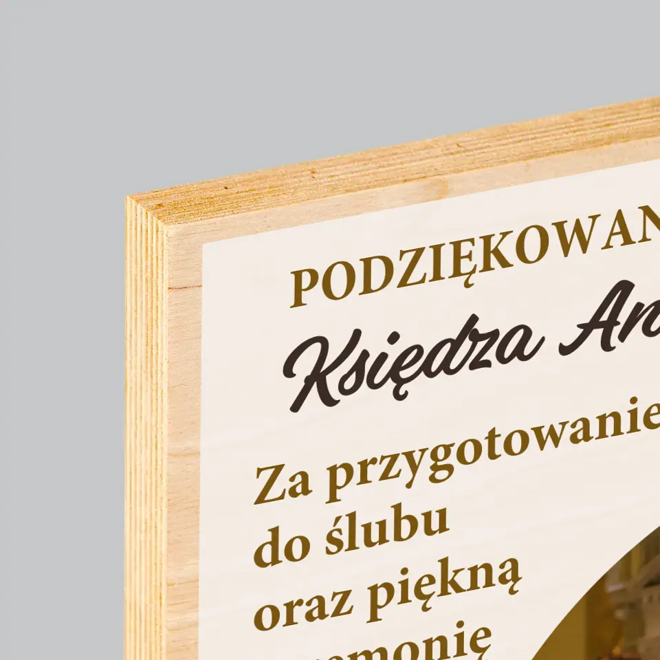 Zdjęcie i Podpis: Podziękowania Dla Księdza Ślub - Wydruk Na Drewnie - Image 4