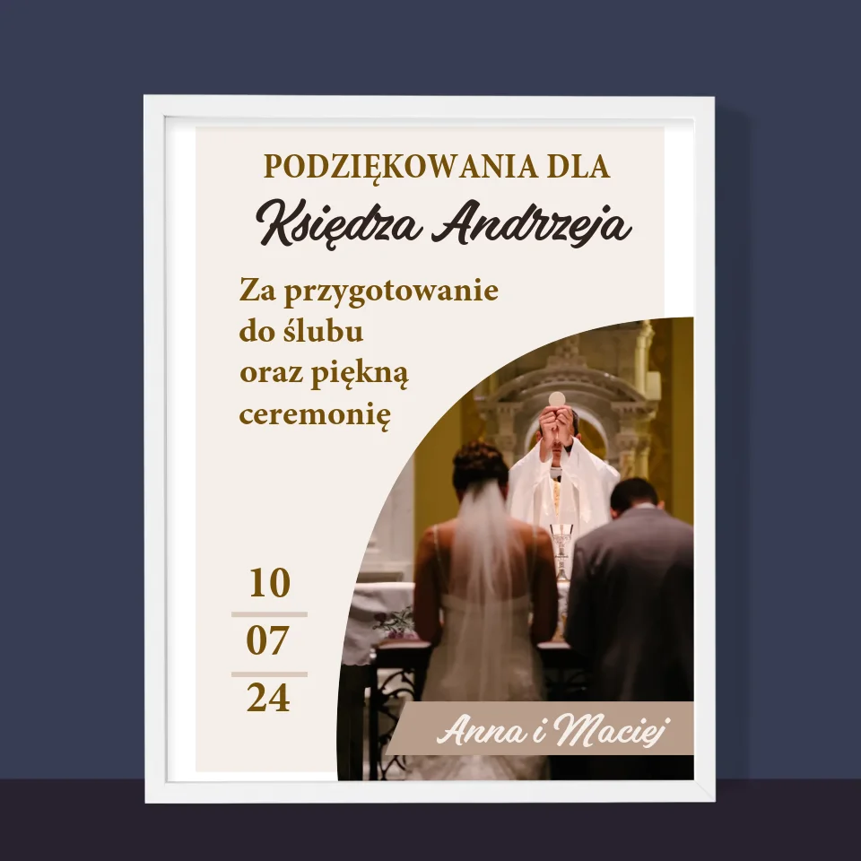 Zdjęcie i Podpis: Podziękowania Dla Księdza Ślub - Wydruk Obramowany - Image 10