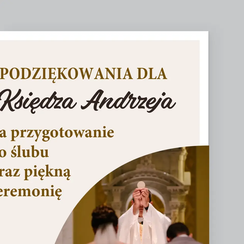 Zdjęcie i Podpis: Podziękowania Dla Księdza Ślub - Wydruk Obramowany - Image 3