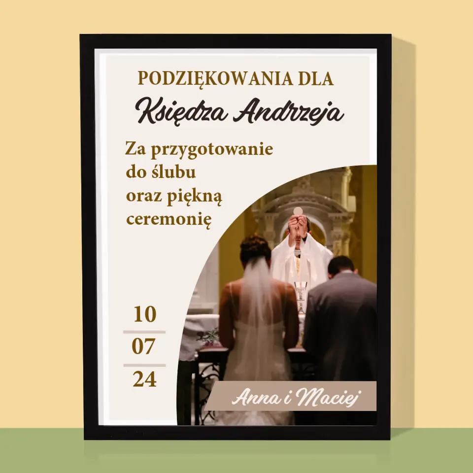 Zdjęcie i Podpis: Podziękowania Dla Księdza Ślub - Wydruk Obramowany - Image 5