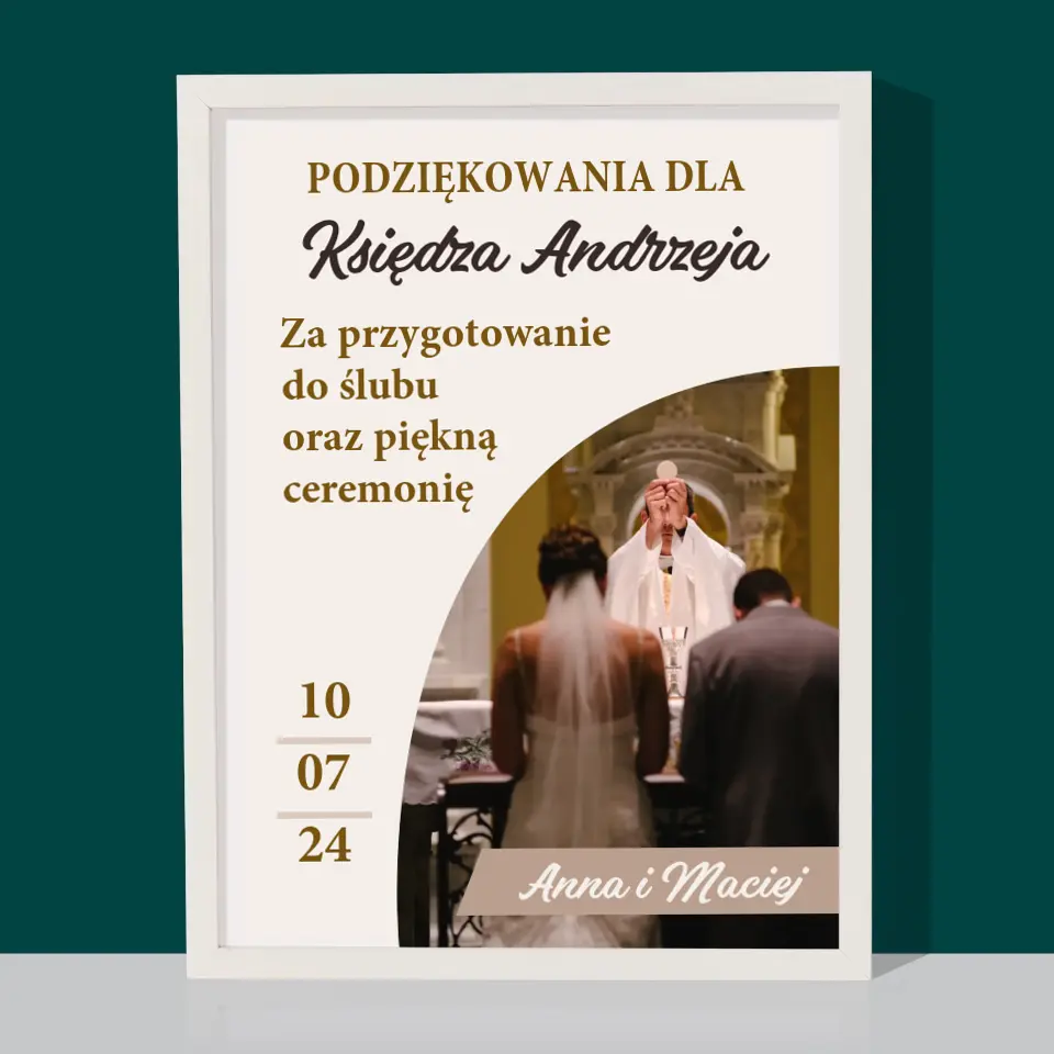 Zdjęcie i Podpis: Podziękowania Dla Księdza Ślub - Wydruk Obramowany - Image 8