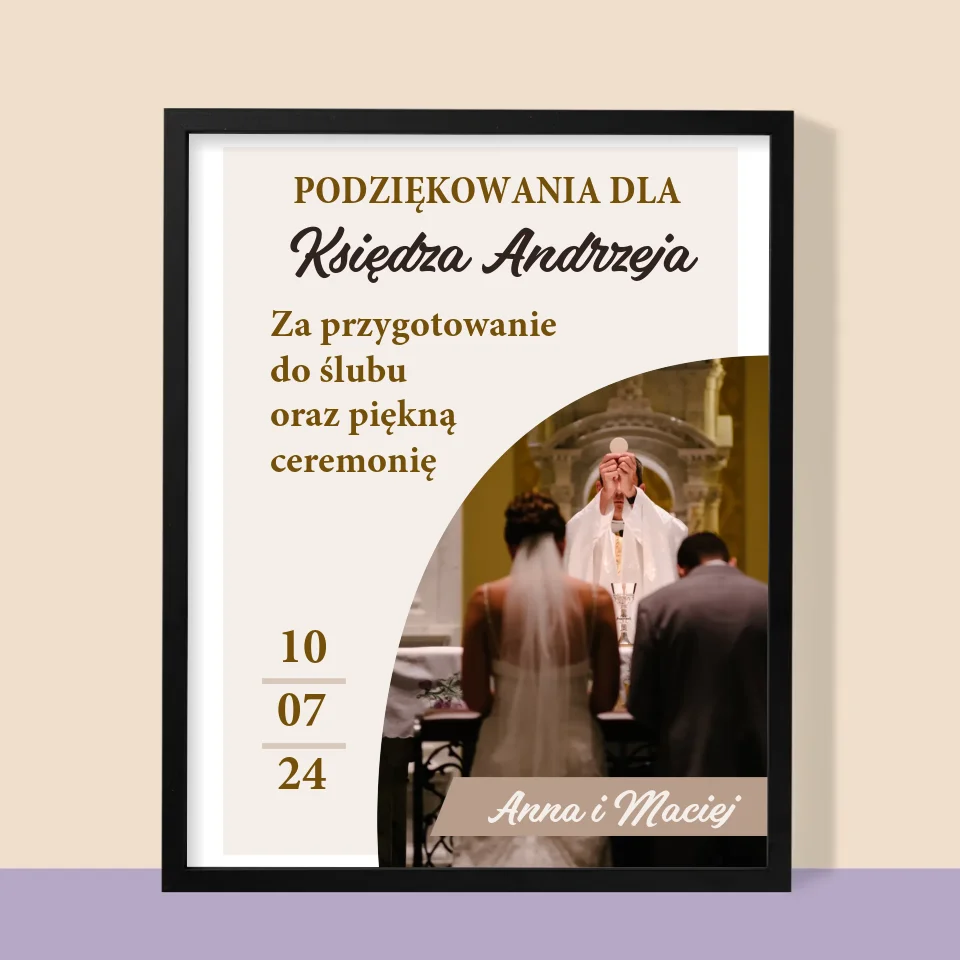 Zdjęcie i Podpis: Podziękowania Dla Księdza Ślub - Wydruk Obramowany - Image 9