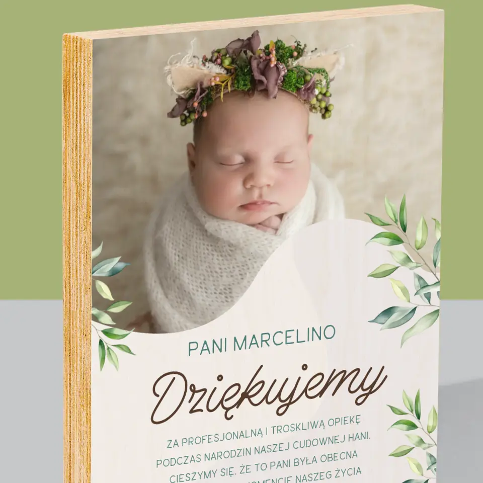 Zdjęcie I Podpis: Podziękowania Dla Położnej - Wydruk Na Drewnie - Image 2