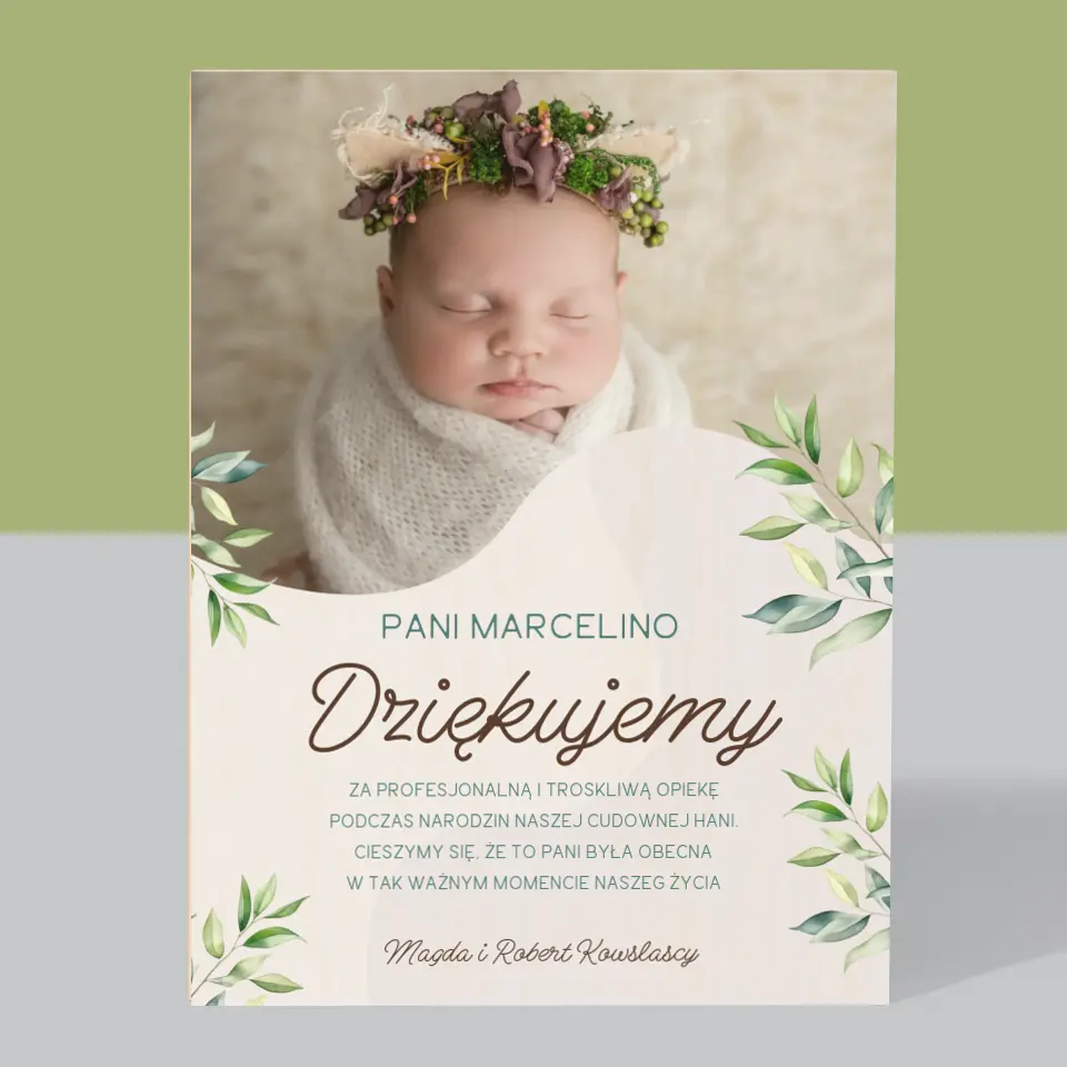 Zdjęcie I Podpis: Podziękowania Dla Położnej - Wydruk Na Drewnie - Image 3