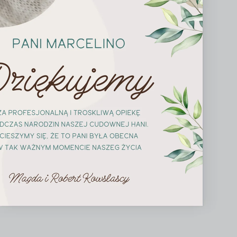 Zdjęcie i Podpis: Podziękowania Dla Położnej - Wydruk Obramowany - Image 4
