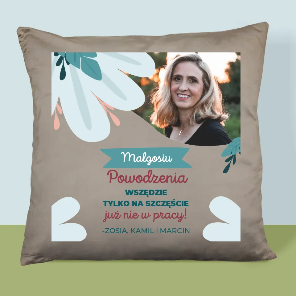 Zdjęcie i Podpis: Powodzenia Nie w Pracy - Personalizowana Poduszka - Image 3