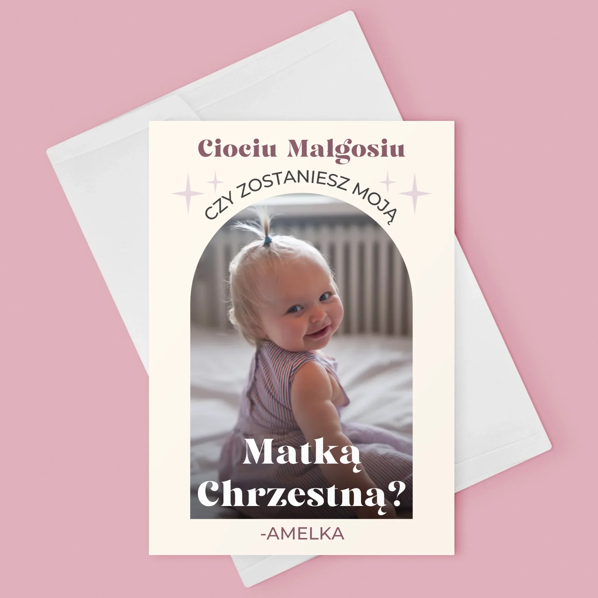 Zdjęcie i Podpis: Prośba O Bycie Chrzestną Elegant - Kartka z Życzeniami - Image 3