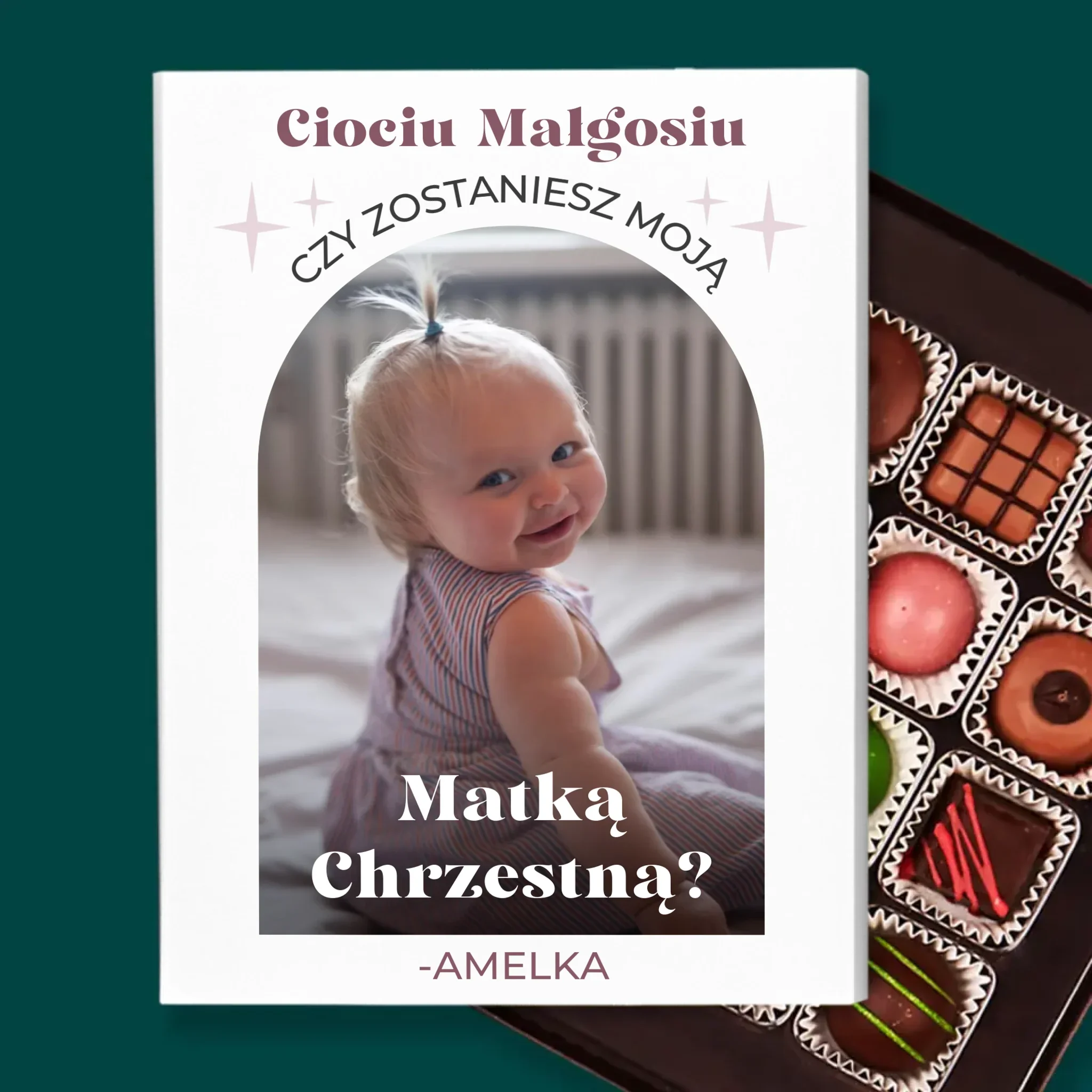 Zdjęcie i Podpis: Prośba O Bycie Chrzestną Elegant - Personalizowane Praliny - Image 2
