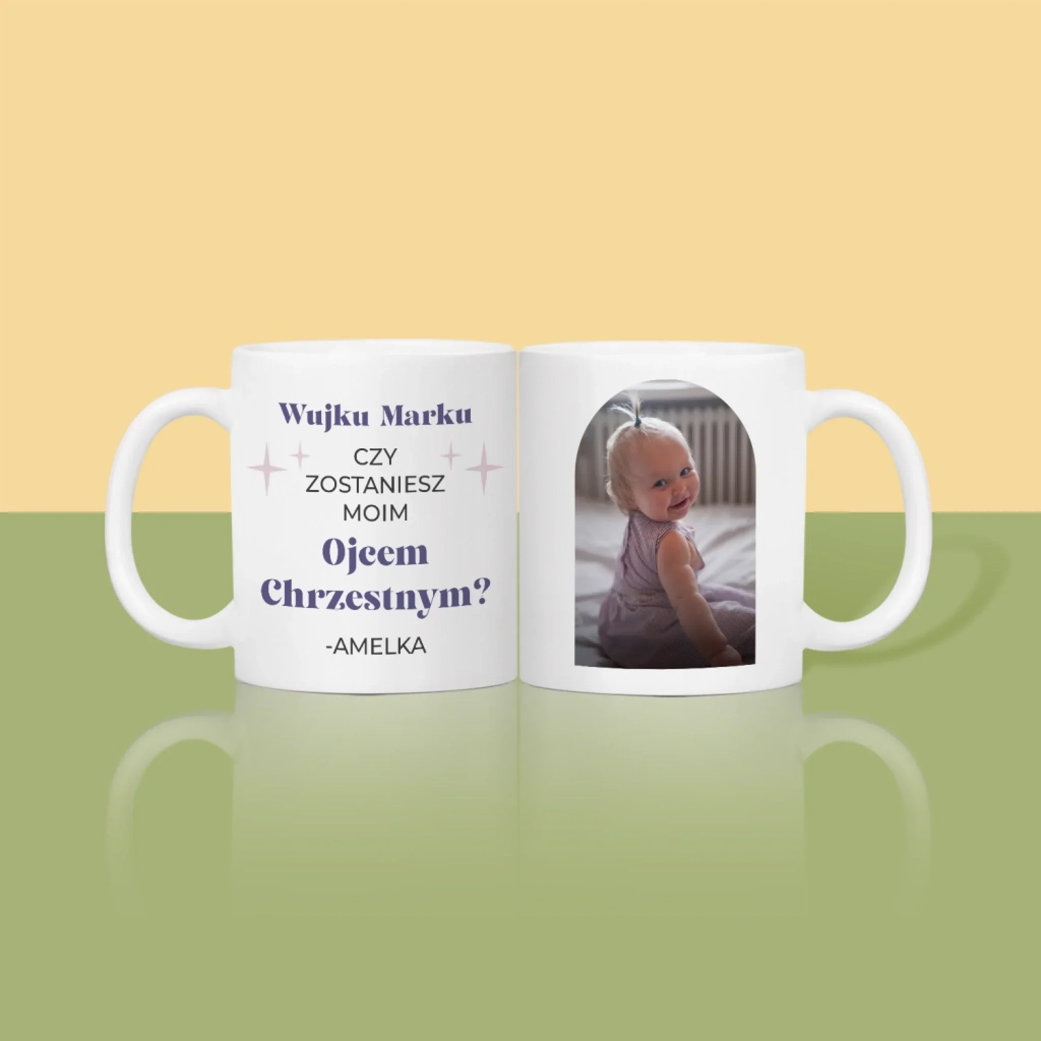 Zdjęcie i Podpis: Prośba O Bycie Chrzestnym Elegant - Kubek z Nadrukiem