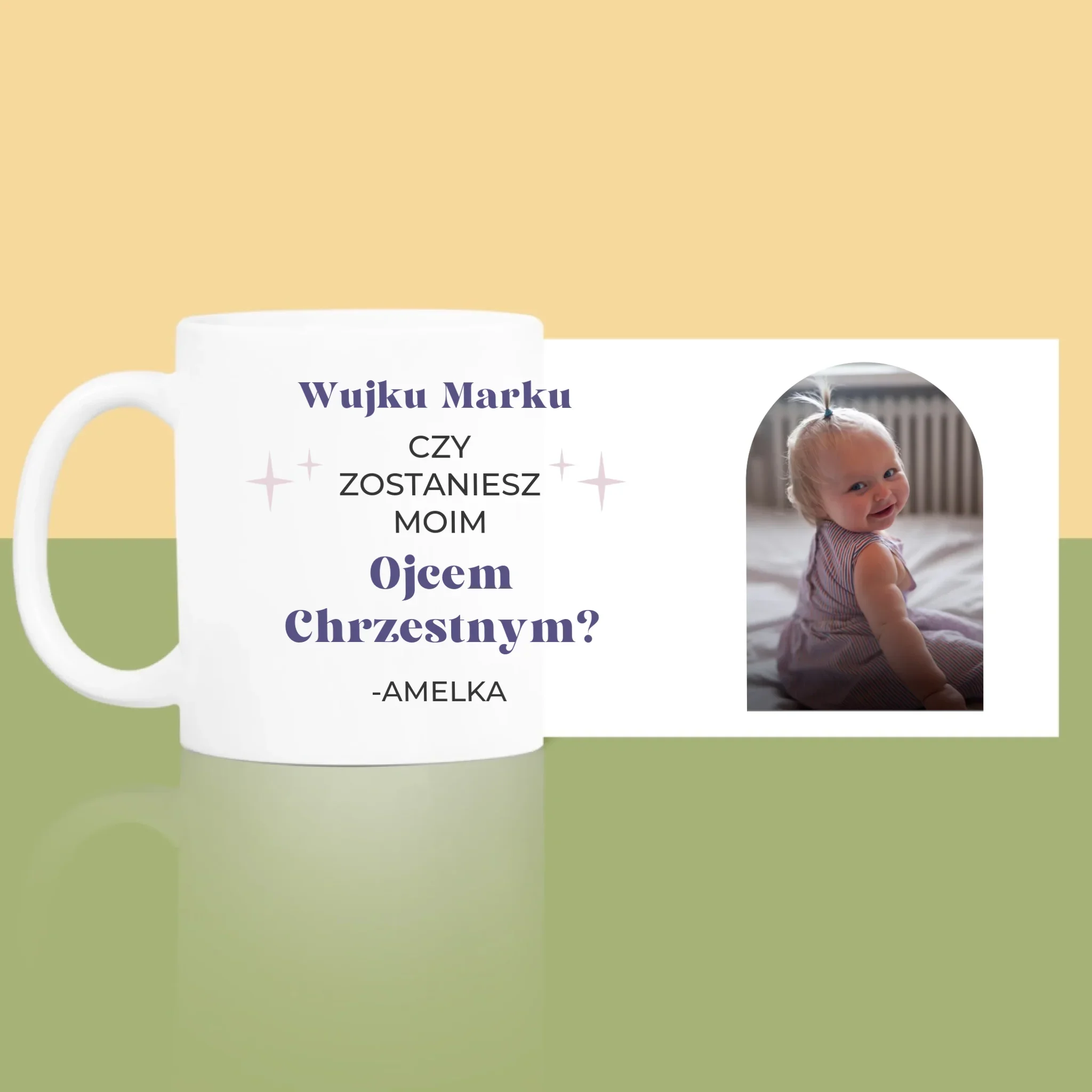 Zdjęcie i Podpis: Prośba O Bycie Chrzestnym Elegant - Kubek z Nadrukiem - Image 3