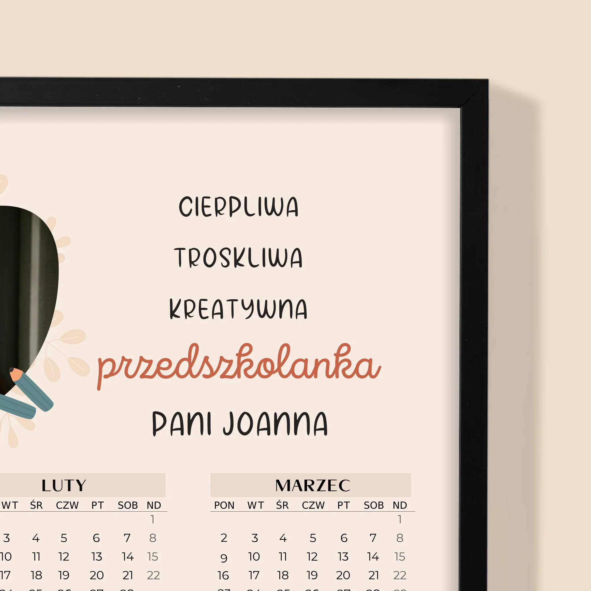 Zdjęcie i Podpis: Przedszkolanka - Kalendarz w Ramce - Image 2