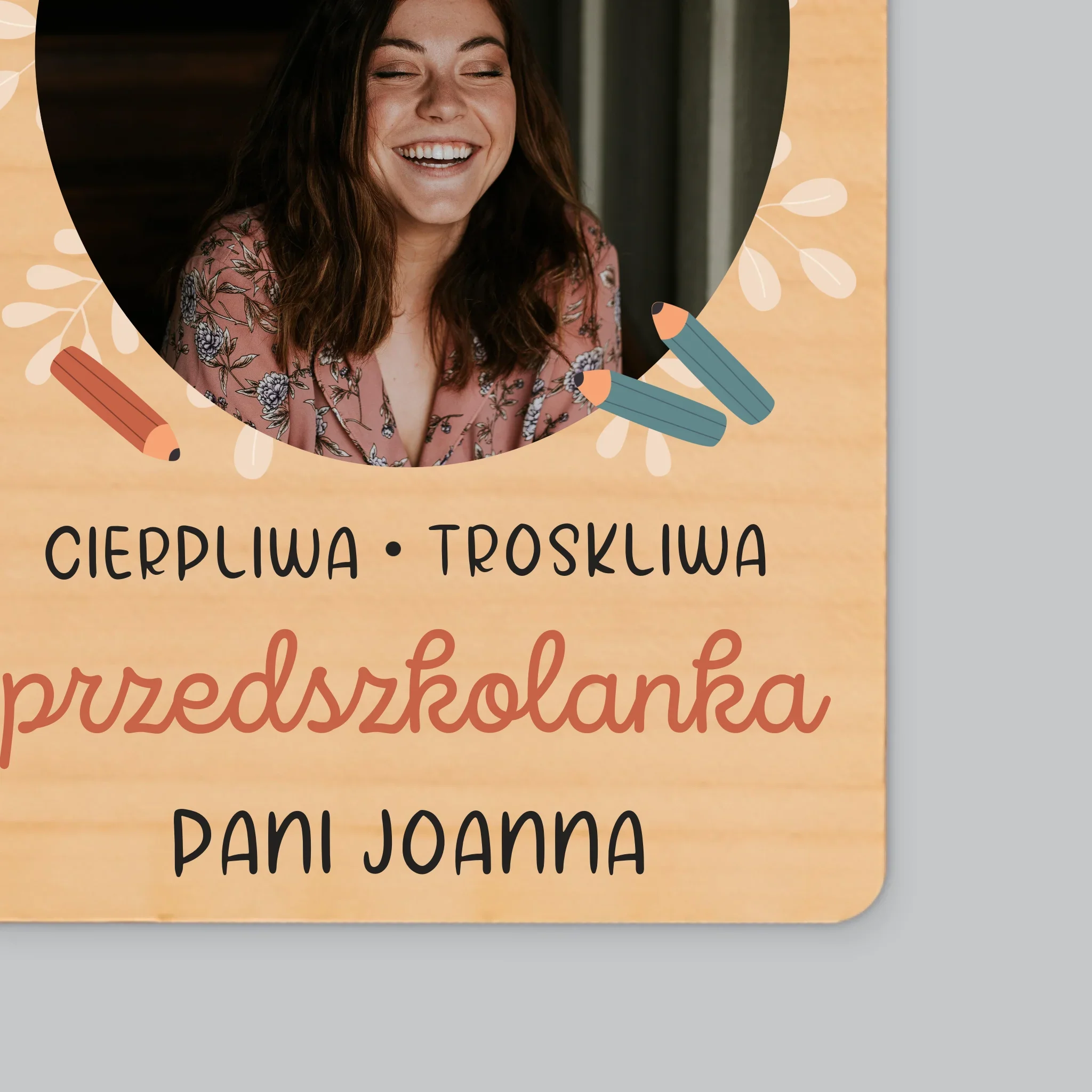 Zdjęcie i Podpis: Przedszkolanka - Magnes Drewniany - Image 2