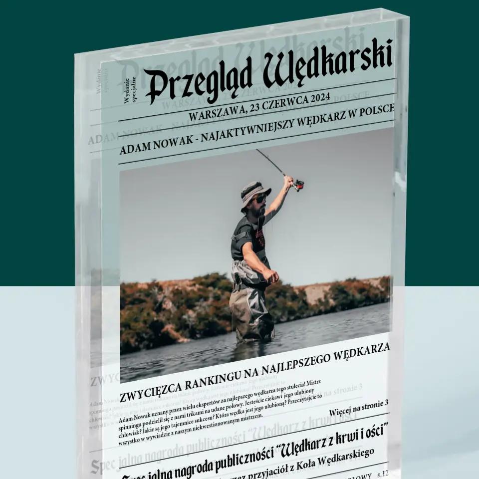 Zdjęcie i Podpis: Przegląd Wędkarski - Blok Akrylowy z Nadrukiem - Image 2