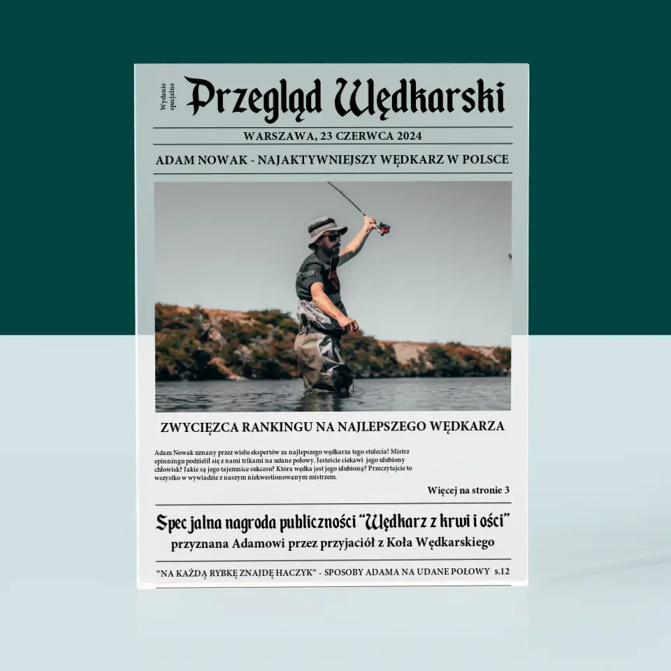 Zdjęcie i Podpis: Przegląd Wędkarski - Blok Akrylowy z Nadrukiem - Image 3