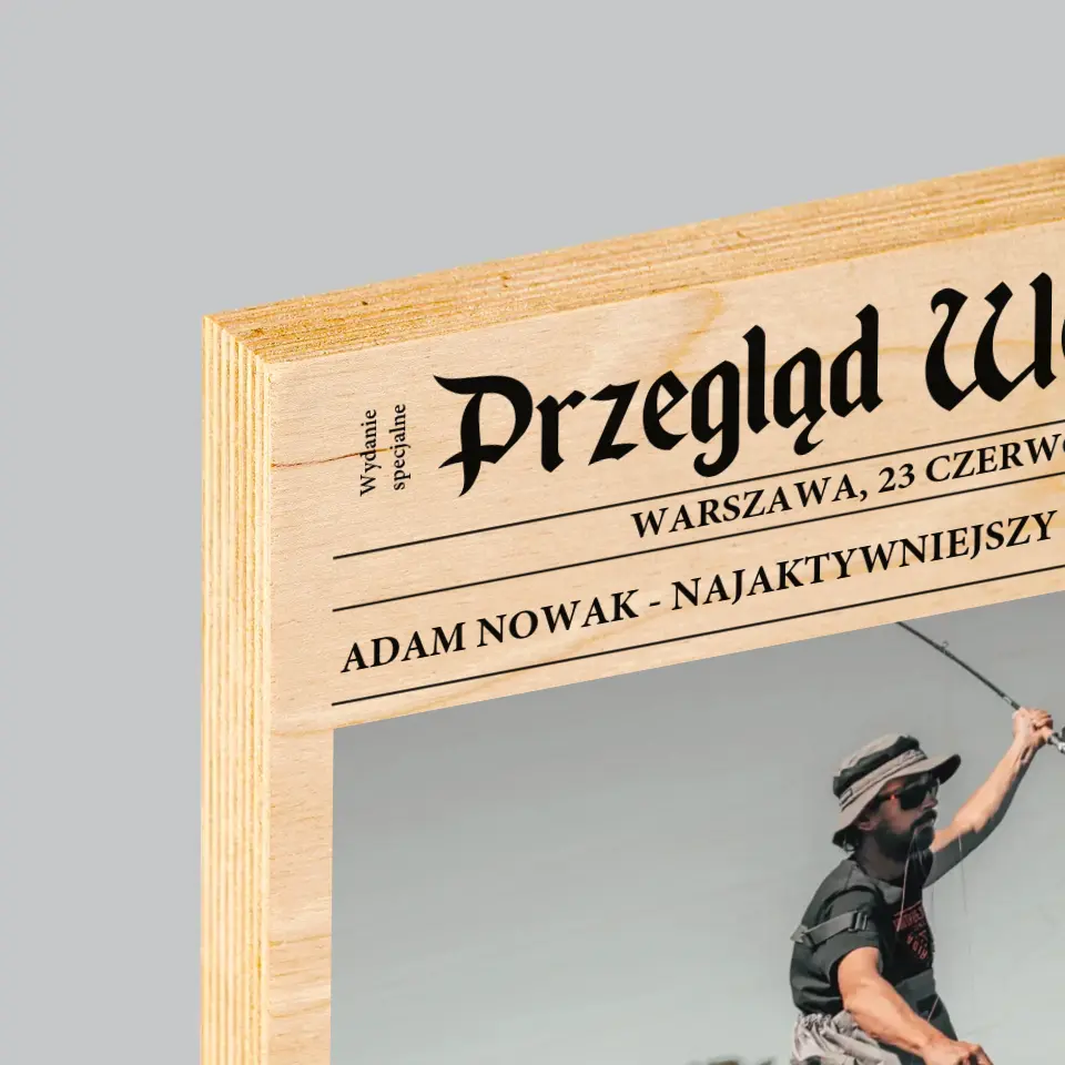Zdjęcie i Podpis: Przegląd Wędkarski - Wydruk Na Drewnie - Image 4