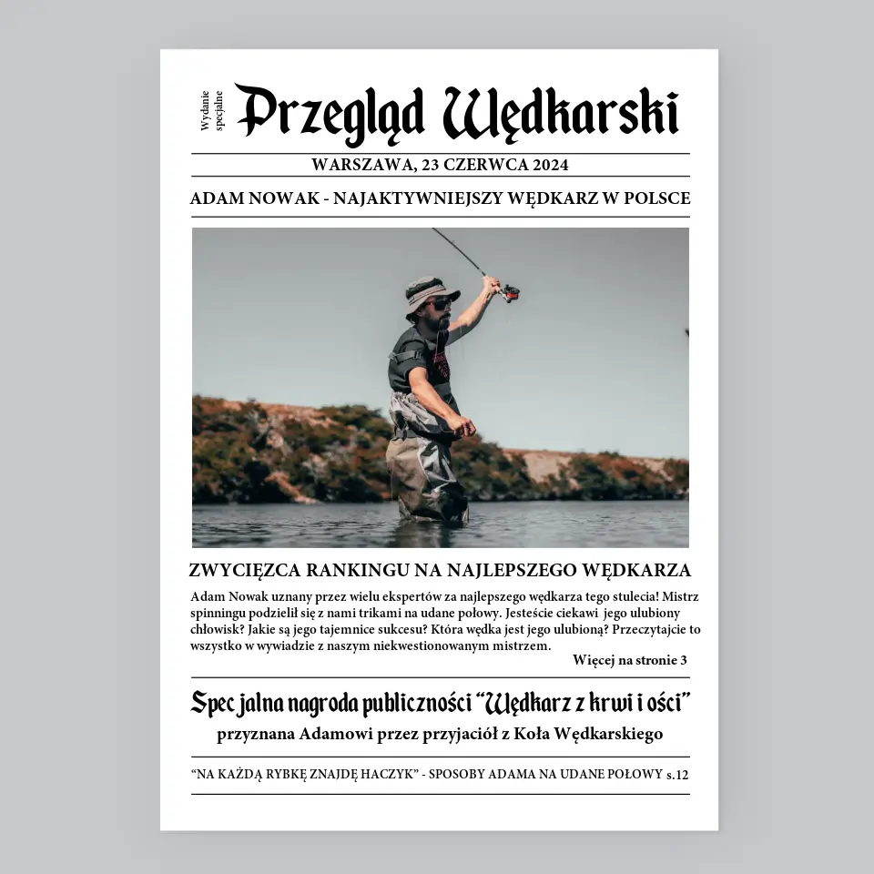 Zdjęcie i Podpis: Przegląd Wędkarski - Wydruk Obramowany