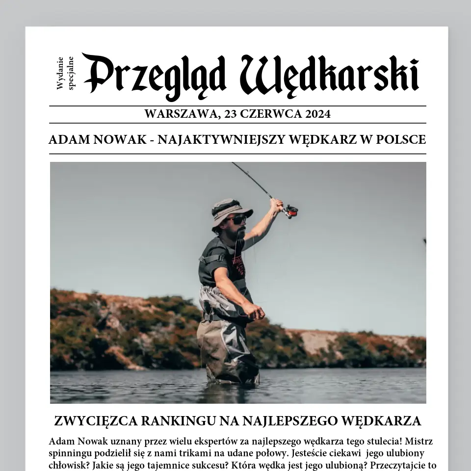 Zdjęcie i Podpis: Przegląd Wędkarski - Wydruk Obramowany - Image 2