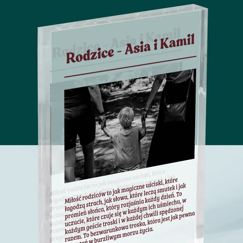 Zdjęcie i Podpis: Rodzice Definicja Ich Miłości - Blok Akrylowy z Nadrukiem - Image 2