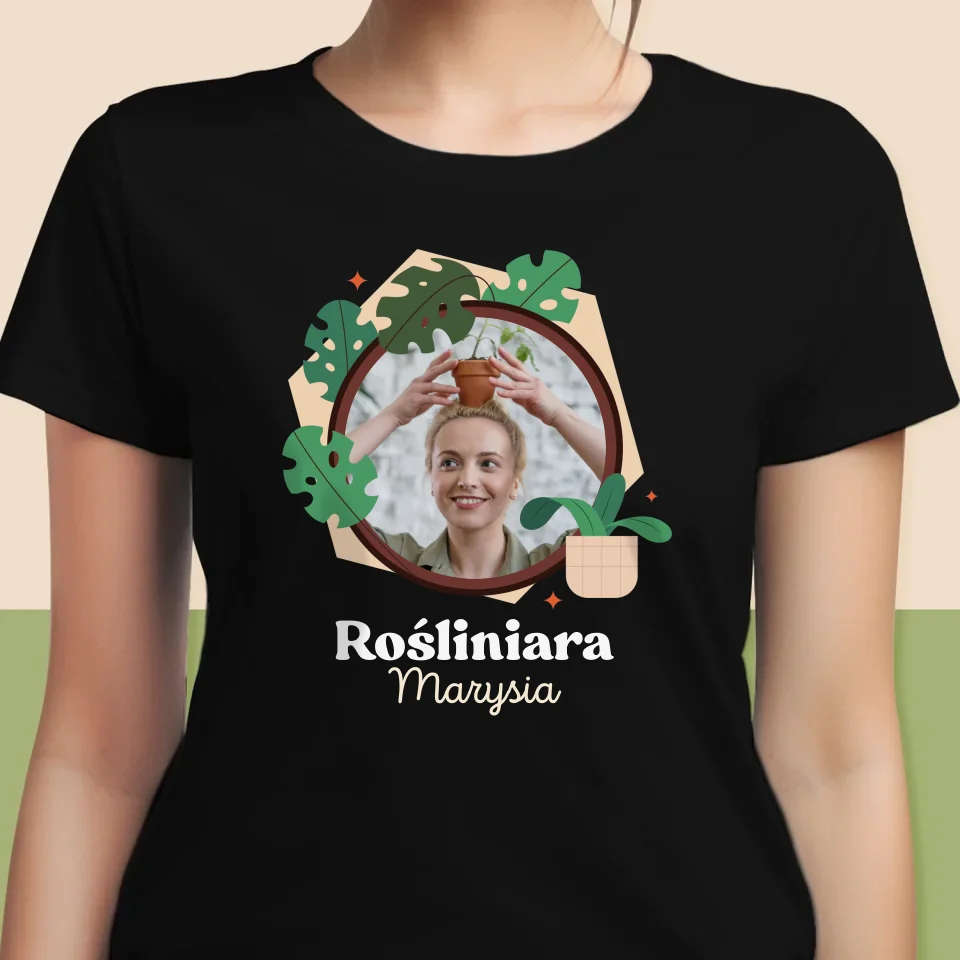 Zdjęcie i Podpis: Rośliniara - Koszulka Damska z Nadrukiem - Image 6