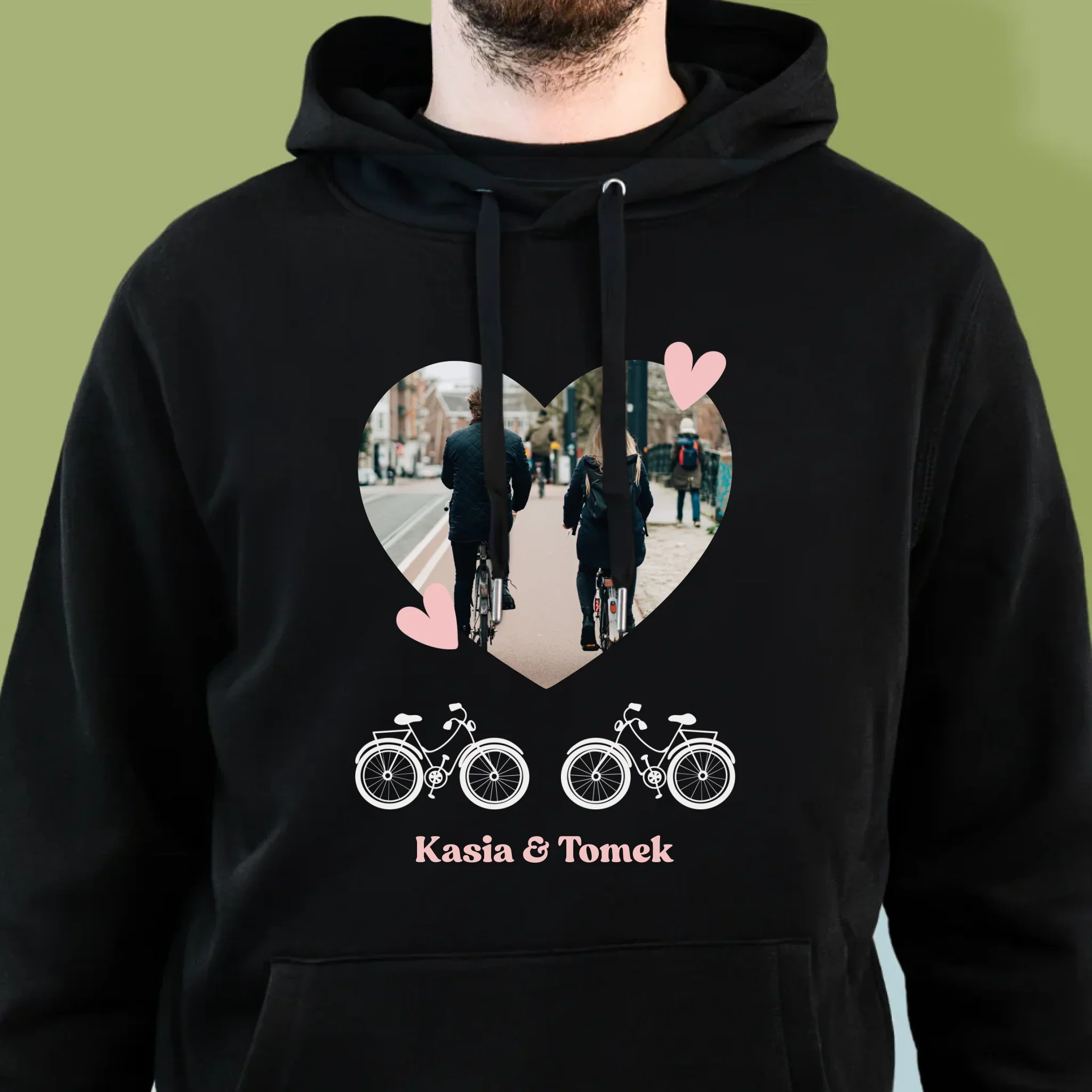 Zdjęcie I Podpis: Rowerowa Para - Bluza Męska z Kapturem - Image 2